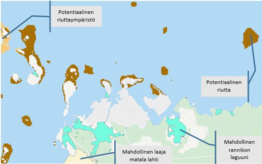 20 alueita (EUR-Lex 1992). Meriluontotyypit-aineisto antaa yleiskuvan kyseessä olevan Natura luontotyypin potentiaalisesta esiintymisestä Suomen merialueella.