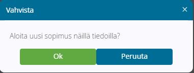 8 (20) Järjestelmä haluaa vielä vahvistuksen sopimuksen tuonnin aloittamiseksi: Vastaa tähän Ok. Järjestelmä aktivoi välilehtiä tallennettavaksi. Olet nyt välilehdellä Perustiedot.