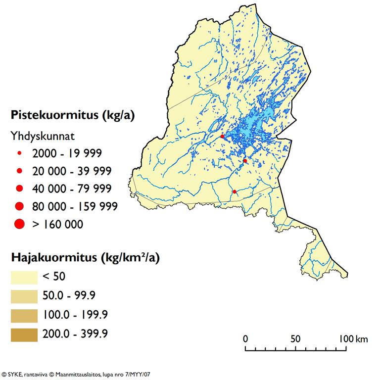 Kuva 5. Kokonaistyppikuormitus Tenon Näätämöjoen Paatsjoen vesienhoitoalueella.