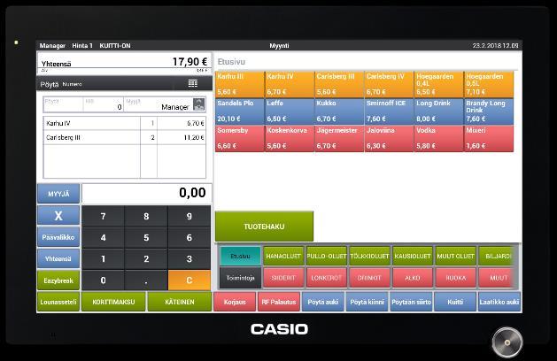 kassaohjelma Casio Premium OS 4 kassaohjelmisto on laajasti personoitavissa eri toimialoille ja erikokoisille yrityksille, se kasvaa ja pienenee tarpeesi mukaan.