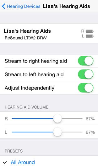 ReSound Smart Hearing -kuulokojeiden ohjaaminen Applen sovelluksen avulla Saat käyttöösi kuulokojeiden ohjauskeskuksen Asetukset-kohdassa.