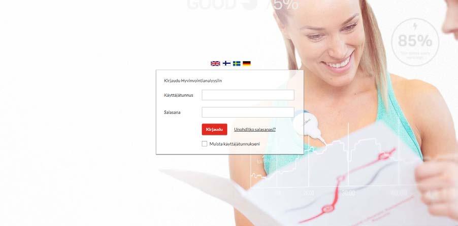 4 2. Käytön aloittaminen 2.1 Kirjautuminen hyvinvointianalyysiin Hyvinvointianalyysiin pääset kirjautumaan osoitteessa www.hyvinvointianalyysi.fi.