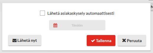 70 Asiakaskyselyn tila -sarake kertoo onko kysely jo lähetetty ja onko siihen vastattu.