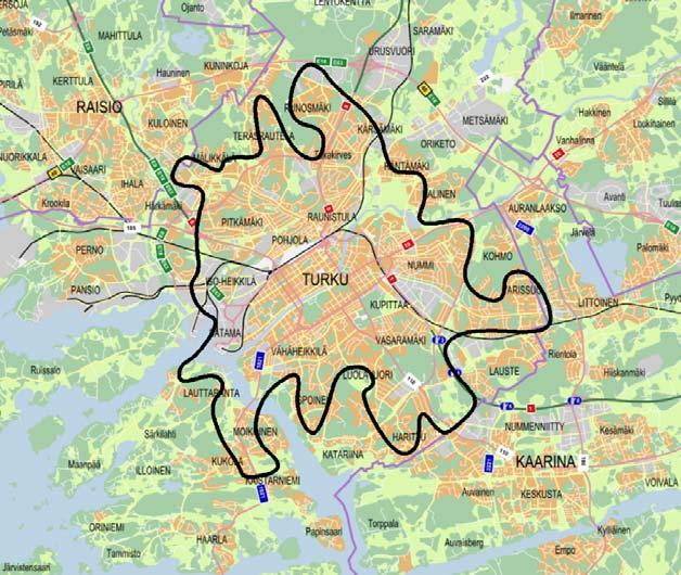 Kuva. Tiivistyvä kestävän kaupunkirakenteen vyöhyke.