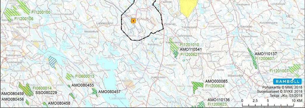 Losonvaaran Natura-alue (FI1201009) sijaitsee noin 3,4 kilometriä kaivopiiristä luoteeseen, Korsunrinne (FI1200621) noin 4,4 km kaivopiiristä kaakkoon ja Ketrinsaari ja Noronvaara (FI1200602) noin