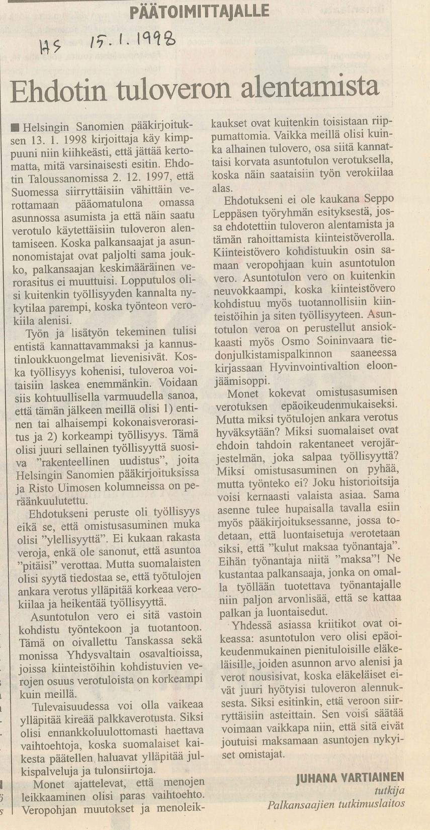 Keskustelua verotuksesta: