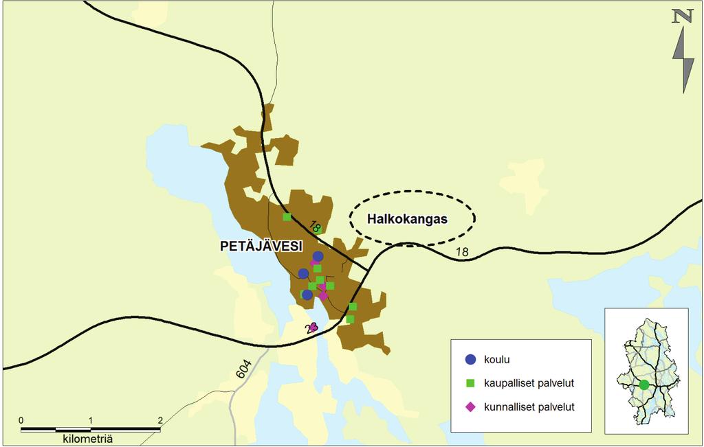 5.6 Halkokankaan omakotitalonäyttelyalue, Petäjävesi 5.6.1 Alueen esittely Ekotaajama-hankkeeseen kuuluu yhtenä osana Petäjäveden Halkokankaan omakotitalonäyttelyalueen arviointi.