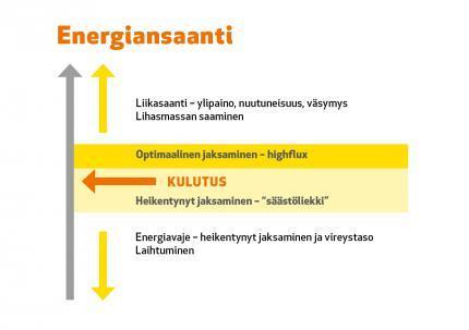 Hyvä vireystila, jaksaminen koulussa ja kotona Jaksaa harjoitella hyvin, mielellään ja tehokkaasti, palautuu hyvin Normaali painonkehitys