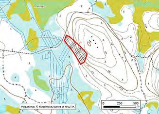 Homogeeninen, suuntautumaton Korkeus: Z alin 205 m, Z ylin 232 m Maanomistus: Yksityinen Mitat/pinta-ala: 450 m x 130 m/n.