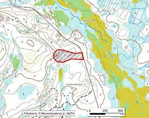 Y=518758 Asu/rakenne: Liuskeinen, pienoispoimuttunut Korkeus: Z alin 220 m, Z ylin 240 m Maanomistus: Metsähallitus Mitat/pinta-ala: 500 m x 150 m/n.