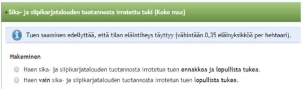 Uudet asiat Päätukihaussa Päätukihausta on poistunut sika- ja siipikarjatalouden tuotannosta irrotettu tuki sekä