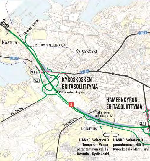 Vt 3 Kyröskosken eritasoliittymä Kostula-Kyröskoski hankkeen toteuttaminen käynnistyy keväällä 2018, hankkeen kustannusarvio on