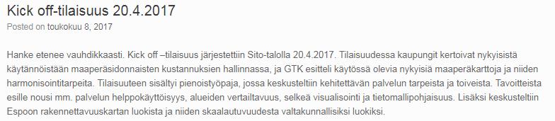 4 (66) 29.12.2017 MAKU-digi 2 Projektipäiväkirja Pilottialueet: Luku 5 Pilottialueet. * YIV osa 3 Lähtötiedot : https://buildingsmart.