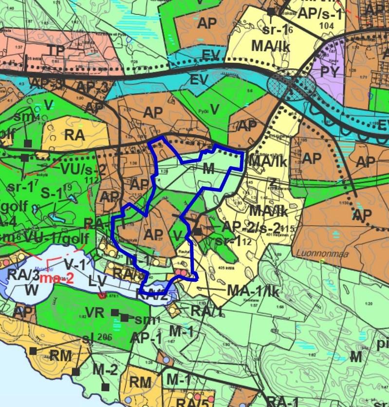 Turun kaupunkiseudun maakuntakaavassa suunnittelualue on osoitettu maa- ja metsätalousvaltaiseksi alueeksi (M) ja vesialueeksi. Aluetta halkoo suurjännitelinja (z).