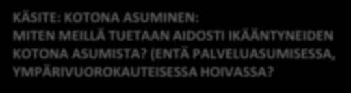 Asukas ei käytä eikä tarvitse kaikkia tiloja; tai hän ei enää niihin pääse tai hänen ei anneta mennä näihin tiloihin Potentiaalinen asuminen = asumisen mahdollisuudet Ikääntyminen ja