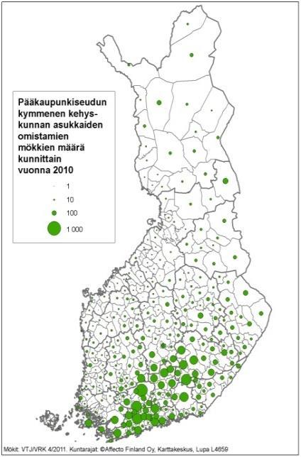 Pääkaupunkiseudulla asuvien mökkimatkat pitkiä Eri kaupungeissa asuvien omistamien vapaa-ajan asuntojen