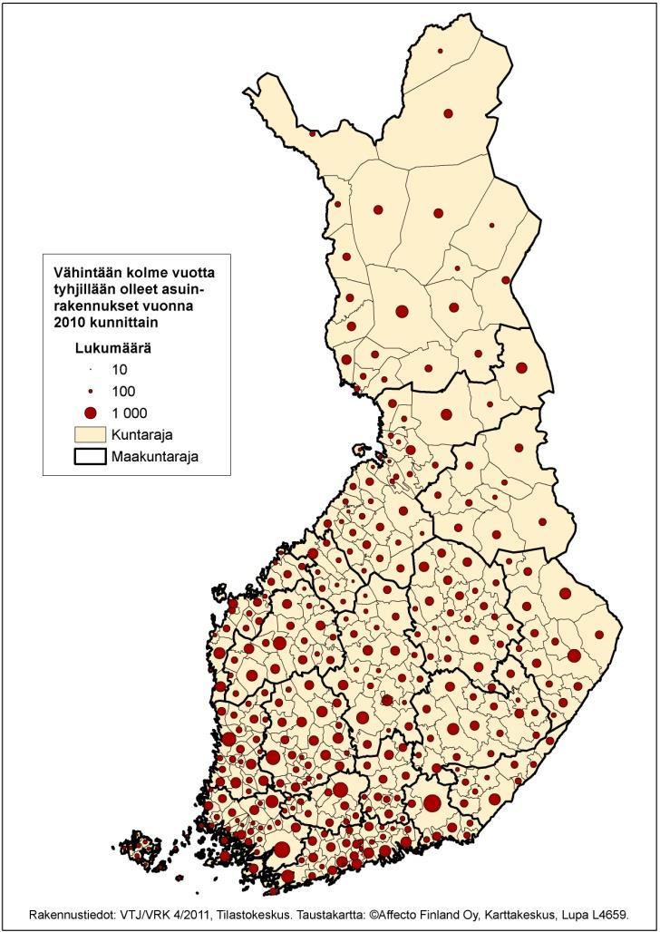 Vähintään kolme vuotta tyhjillään olleiden erillispientalojen