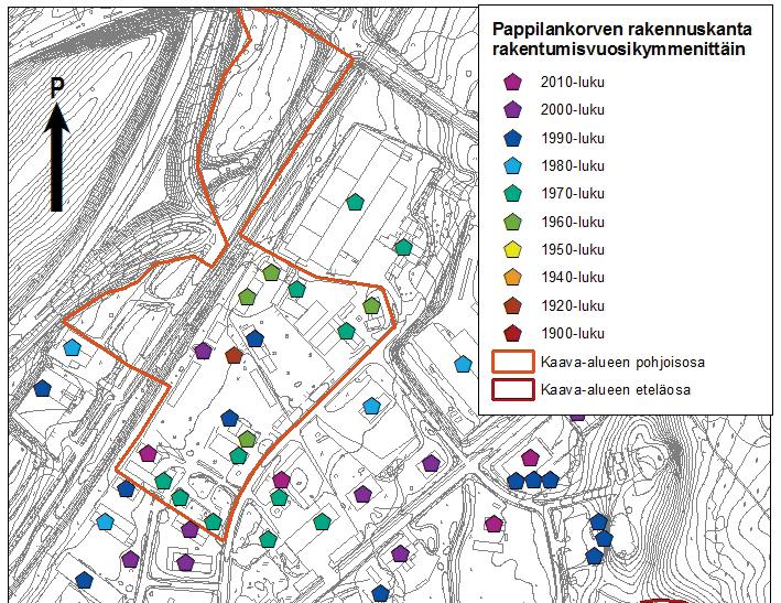 Rakennuskanta Suunnittelualueelle sijoittuu alle viisi omakotitaloa yhden ollessa myös teollisuuskäytössä.