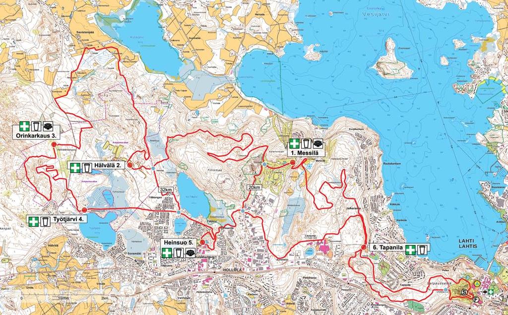 ReittikarTTA 200 180 160 140 120 100 80 S 4 km 10 km 19 km 28 km 33 km 38 km 45 km 50 km (Tapanila) 1. Messilä 2. Hälvälä 3. Orinkarkaus 4. Työtjärvi 5. Heinsuo 6.