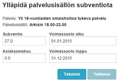 20.4.5 Subventiot Subventiot-välilehden alla voidaan