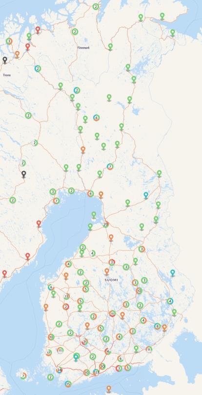 odotellessa Lähde: Gasum Sähköauton lataus Puolinopeiden asemien verkko kattaa jo lähes koko