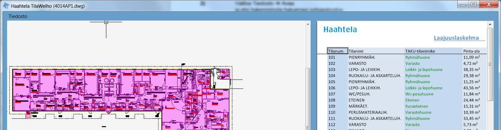 Esimerkkikuva - pohjapiirustus on avattuna TilaWelhossa.
