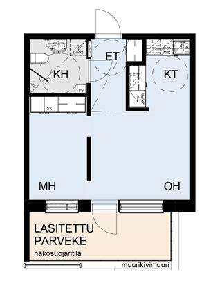 Huoneistopohjat 2h + kt 35,0 m 2 A1, 1.