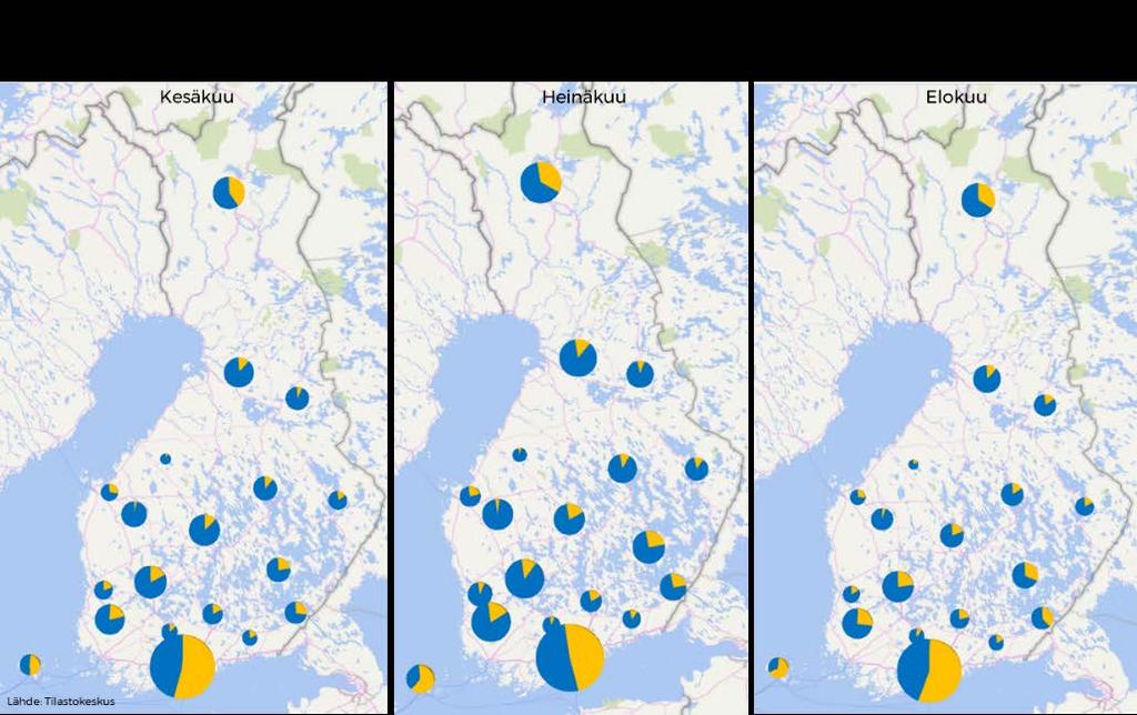 Liite 4. Tilastotietoja, yöpymiset Kotimaisten matkailijoiden yöpymiset Vuonna 2017 kotimaisten matkailijoiden yöpymisten määrät kesä- ja elokuussa olivat melko yhtäläiset, elokuussa rekisteröitiin n.