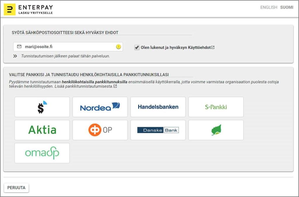 Klikkaa haluamaasi pankkia ja tunnistaudu henkilökohtaisilla pankkitunnuksillasi. 7.