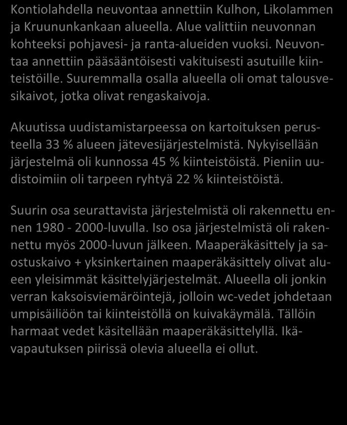 JÄSSI 2015 Pohjois-Karjala Aluekortisto Kulho-Likolampi-Kruununkangas / Kontiolahti Pohjavesialue Ranta-alue Taajaan asuttu alue Tavallinen haja-asutusalue Vedenottamon suoja-alue Vesihuollon