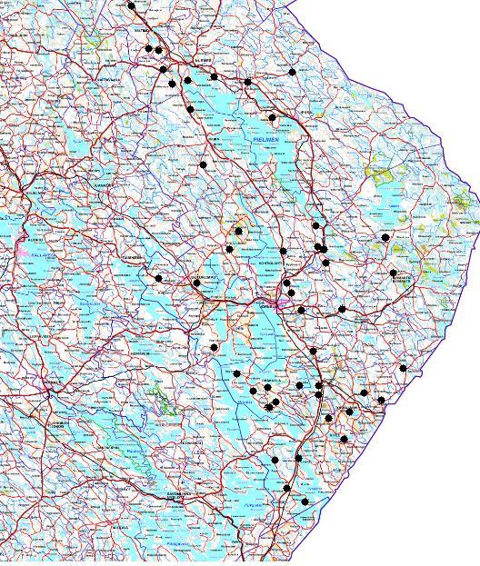 Liite 3 Jässi-jätevesihanke Pohjois-Karjala Neuvonta-alueet 2012 2015 MML 2015 Kartastossa on joko eroteltu kunta omalle kartalle tai naapurikuntia yhdistetty samaan karttaan.