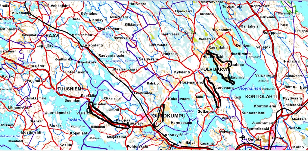 Liite 3 Polvijärvi / Outokumpu MML 2015 Polvijärvi: 2012 Kinahmo http://www.jatevesihanke.fi/files/jatevesihankefi/pohjois-karjala/aluekortti2012kinahmo_polvijarvi.pdf 2012 Kuorevaara http://www.