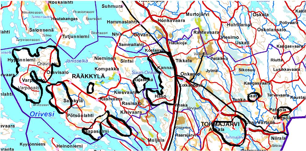 Liite 3 Tohmajärvi / Rääkkylä MML 2015 Tohmajärvi: 2014 Värtsilä http://www.jatevesihanke.fi/files/jatevesihankefi/pohjois-karjala/jassi_2014_aluekortti_vartsila.pdf 2014 Onkamo http://www.