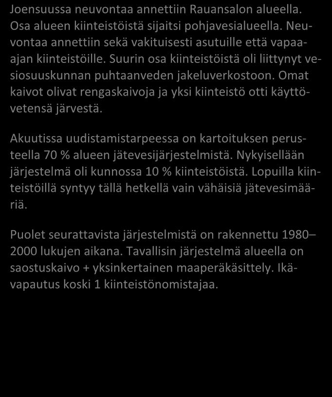 Liite 2 Rauansalo / Joensuu 53 / 2016 JÄSSI 2016 Pohjois-Karjala Aluekortisto X X Pohjavesialue Ranta-alue Taajaan asuttu alue Vedenottamon suoja-alue Vesihuollon kehittämisalue Muu erityisalue