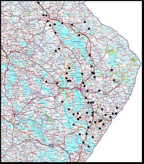 Liite 3 Jässi-jätevesihanke Pohjois-Karjala Neuvonta-alueet 2012 2016 MML 2016 Kartastossa on joko eroteltu kunta omalle kartalle tai naapurikuntia yhdistetty samaan karttaan.