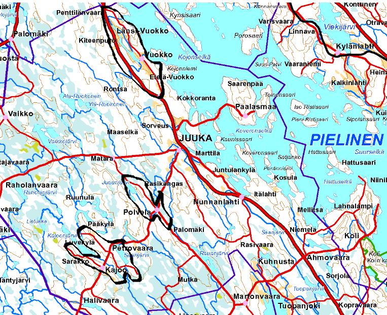 Liite 3 Juuka MML 2015 Juuka: 2013 Timanttikylät http://www.jatevesihanke.fi/files/jatevesihankefi/pohjois-karjala/aluekortti2013_juuka_timanttikylat.pdf 2015 Vuokko http://www.