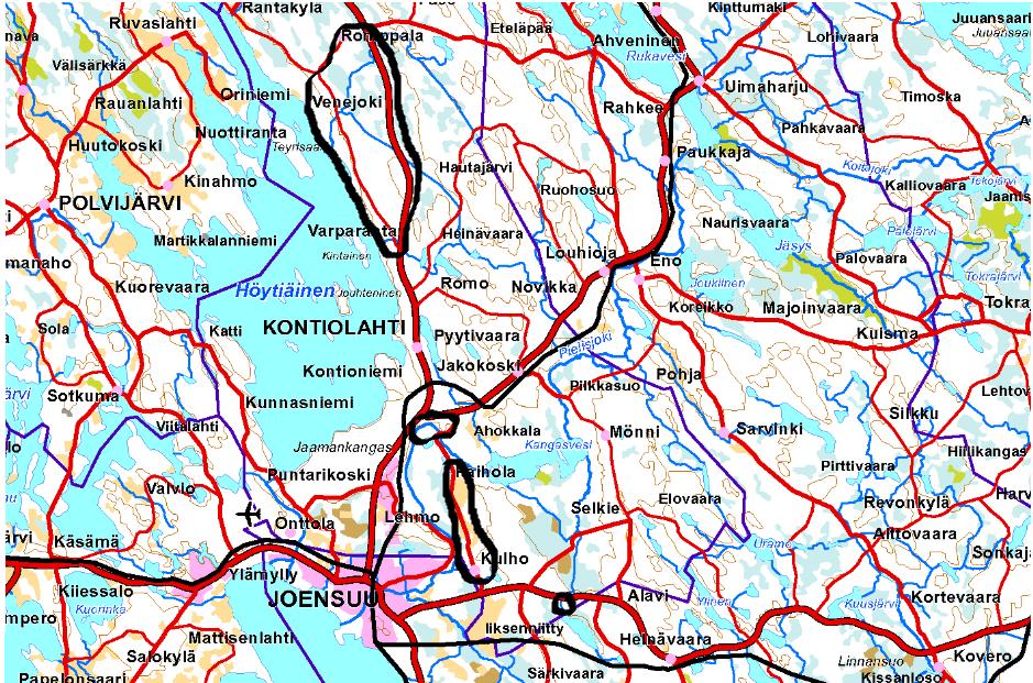 Liite 3 Kontiolahti MML 2015 Kontiolahti: 2013 Katajaranta http://www.jatevesihanke.fi/files/jatevesihankefi/pohjois-karjala/aluekortti2013_kontiolahti_katajaranta.pdf 2013 Romppala http://www.
