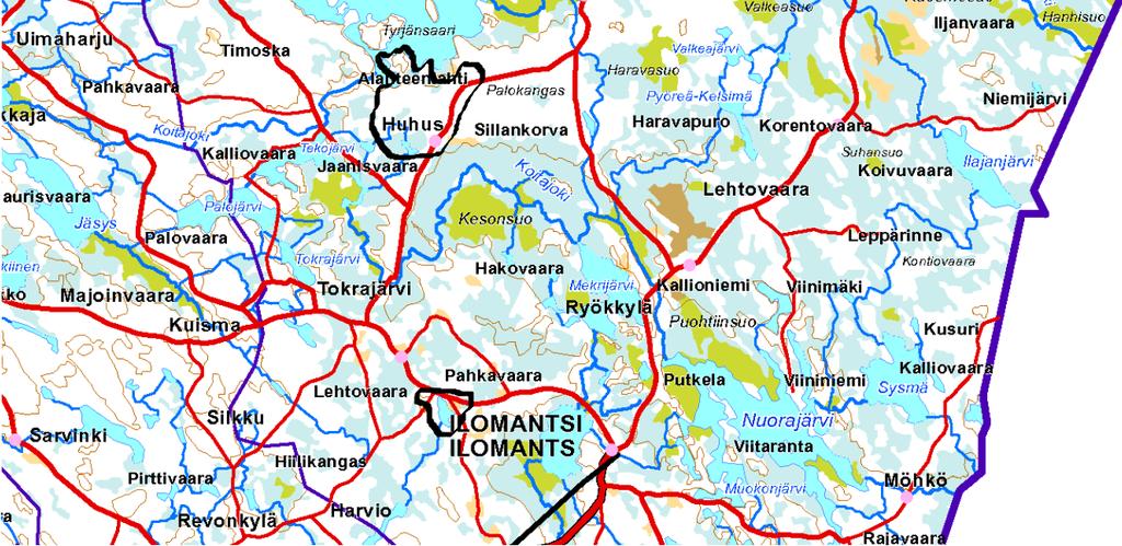Liite 3 Lisäksi Uskalin ja Kiihtelysvaaran alueella tehtiin vuonna 2015 muutamia neuvontakäyntejä. Niitä ei ole erikseen merkitty tähän kartastoon. Ilomantsi MML 2015 Ilomantsi: 2012 Huhus http://www.