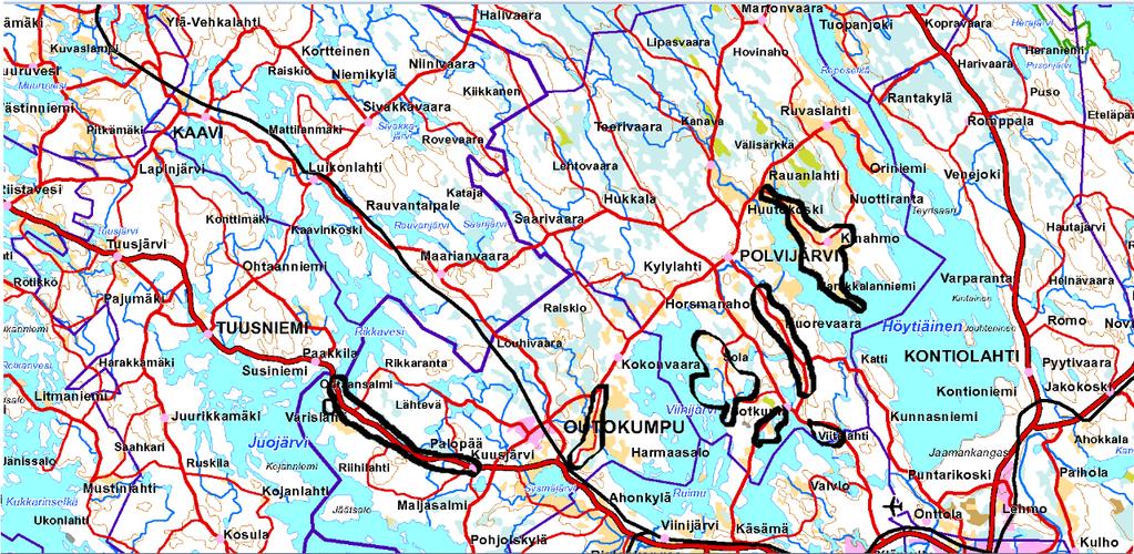 Liite 3 Polvijärvi / Outokumpu MML 2015 Polvijärvi: 2012 Kinahmo http://www.jatevesihanke.fi/files/jatevesihankefi/pohjois-karjala/aluekortti2012kinahmo_polvijarvi.pdf 2012 Kuorevaara http://www.