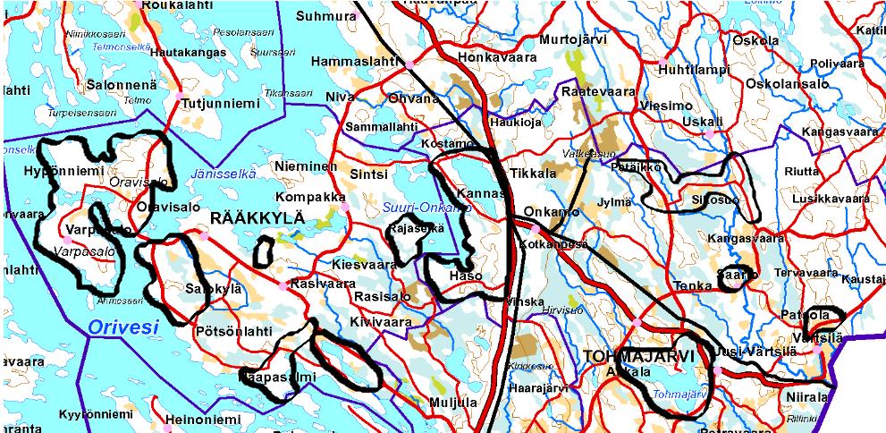 Liite 3 Tohmajärvi / Rääkkylä MML 2015 Tohmajärvi: 2014 Värtsilä http://www.jatevesihanke.fi/files/jatevesihankefi/pohjois-karjala/jassi_2014_aluekortti_vartsila.pdf 2014 Onkamo http://www.