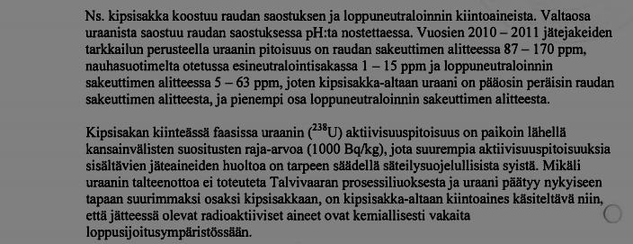 15 Sulkemisen jälkeiset vaikutukset Lausunto sivu 9.