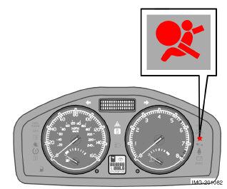 01 Turvallisuus AIRBAG-järjestelmä 01 Mittaristossa oleva varoitusvalo Järjestelmän ohjausyksikkö valvoo jatkuvasti AIRBAG-järjestelmää 1.