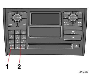 CLEAR 10 Infotainment Radiotoiminnot AUTOSTORE asemien automaattinen tallennus CD 4 GHI 7 PQRS AUTO * V O LU 3 DEF 5 6 JKL MNO 8 9 TUV WXYZ 0 ME POWER 1 2 ABC AM FM SCAN # PHONE ENTER AUTO (1) hakee