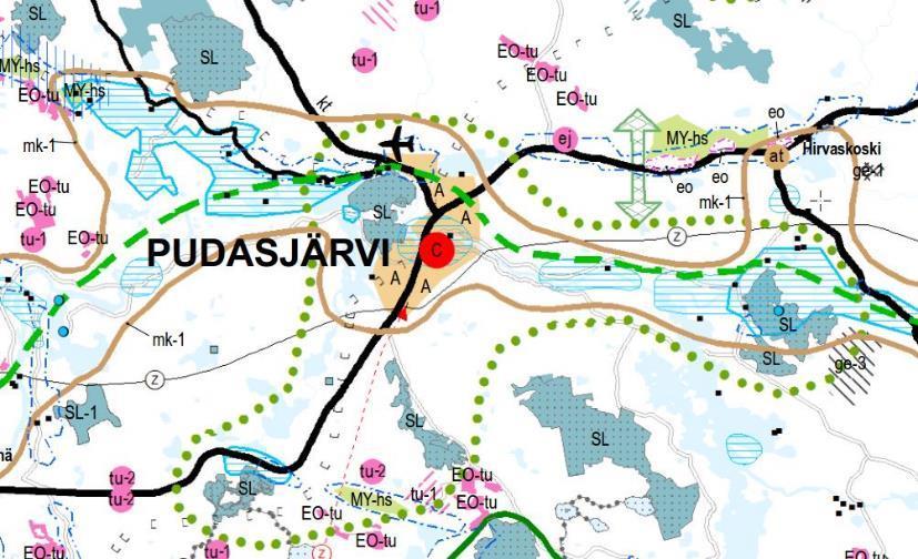 Keskustan läpi kulkee valtatie / kantatie (Kuusamontie / Rovaniementie).