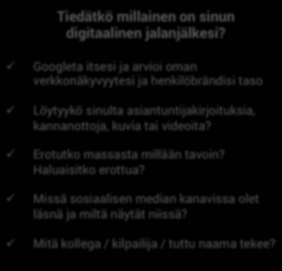 asiantuntijakirjoituksia, kannanottoja, kuvia tai videoita? Erotutko massasta millään tavoin?