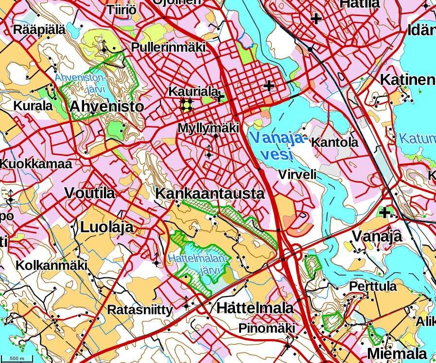 HÄMEENLINNA 4 1 3 2 Kuva 1. Hattelmalanjärven kunnostuskohteiden 1-4 yleissijainti. Hattelmalanjärvi 1 -pisteeltä, keskeltä järveä, on otettu vesinäytteitä vuosina 1995, 1997, 2003 ja 2013.