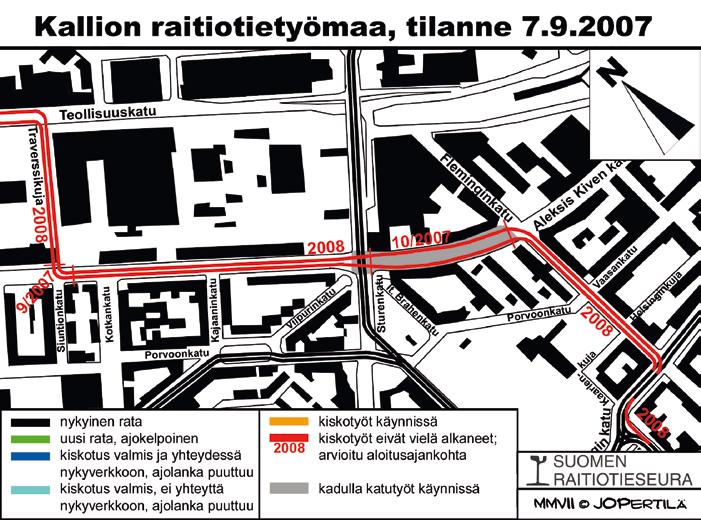 Syksyn aikana rakennetaan kiskot Aleksis Kiven