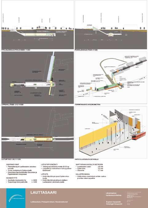 Näkymä Ruoholahden asemalta kääntöraiteen suuntaan. Oikealla näkyy louhittuna muutama metri Länsimetron tulevaa linjausta. Kuva Juhana Hietaranta, 16.1.2007.