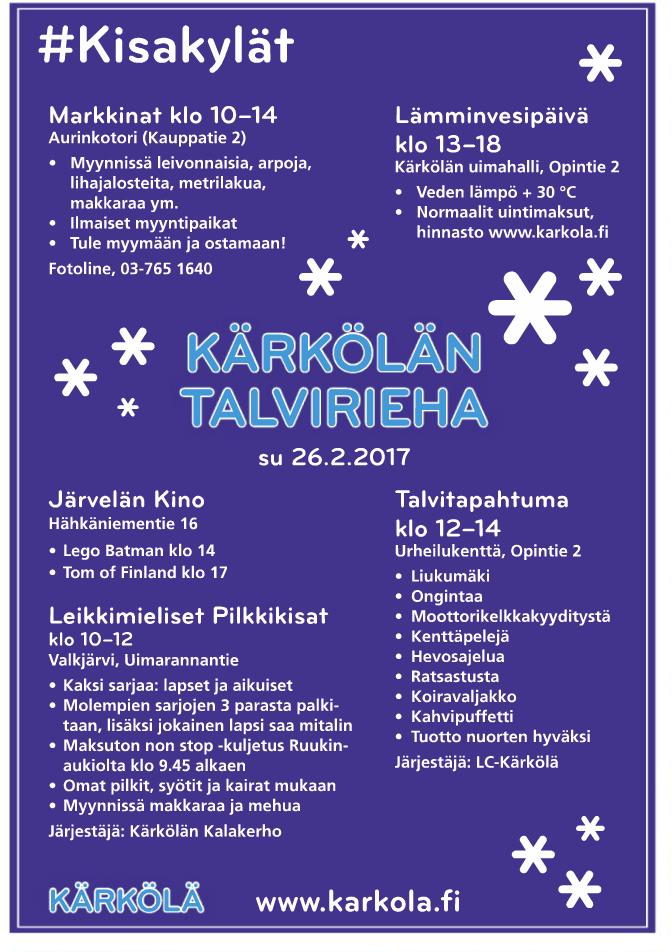 tapahtumia pientapahtumatoimijoiden resurssien mukaan.
