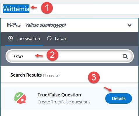 3.10 True/False Question Tämä tehtävätyyppi perustuu siihen, että esitetään väittämä, joka on joko oikein tai väärin. Tavallisuudesta poiketen tähän voidaan lisätä kuva.